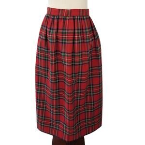 SKYR Sportswear Red Green Blue White Pleated Lined Wool Blend Midi Maxi Skirt 6